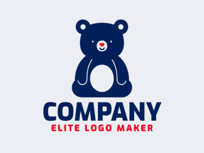 A playful childish logo depicting a young bear in a palette of red and dark blue.