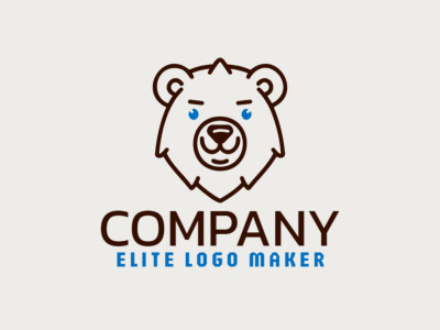 A playful logo featuring a young bear, designed with a childish style and a color palette of blue and brown for a charming and friendly look.