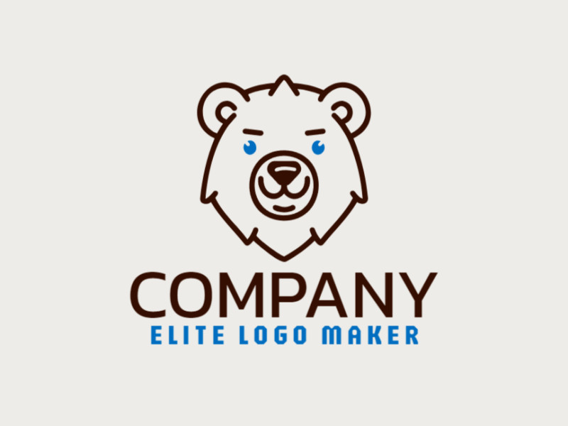 Um logotipo lúdico apresentando um urso jovem, projetado com um estilo infantil e uma paleta de cores azul e marrom para um visual encantador e amigável.