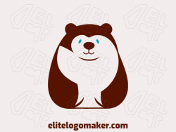 Vector logo in the shape of a young bear with a childish style with blue and dark brown colors.
