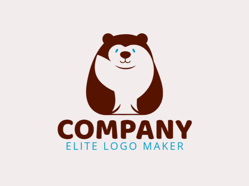 Logotipo vetorial com a forma de um urso jovem com estilo infantil e com as cores azul e marrom escuro.