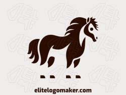 Minimalist logo with a refined design forming a young horse, the color used was dark brown.