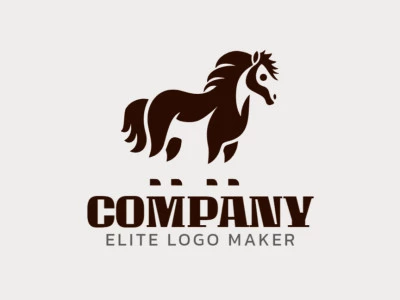 Minimalist logo with a refined design forming a young horse, the color used was dark brown.