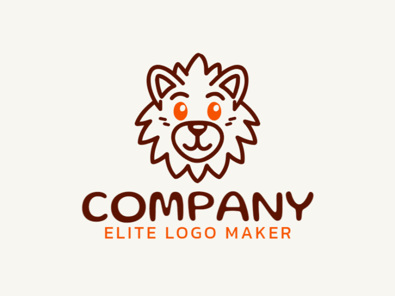 A sophisticated yet graceful childish logo featuring a young lion in brown and orange, offering a different and charming design.