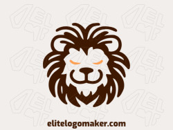 Abstract logo with solid shapes forming a young lion with a refined design with orange and dark brown colors.