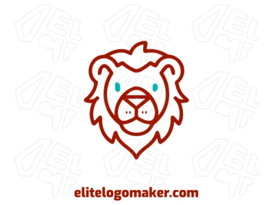 Un logo de empresa con la cabeza de un león joven, diseño monoline y color marrón, creado en estilo simétrico para transmitir fuerza, equilibrio y profesionalismo.