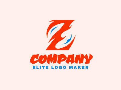 An abstract logo design featuring the letter 'Z', characterized by dynamic shapes and vibrant hues, with optional colors of blue and orange.