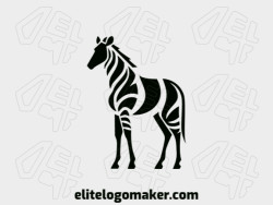 Vector logo in the shape of a zebra with mascot style and black color.