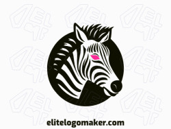 Vector logo in the shape of a zebra with abstract style with black and pink colors.