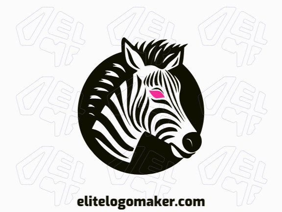 Logotipo vetorial com a forma de uma zebra com estilo abstrato e com as cores preto e rosa.