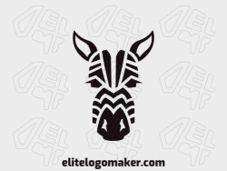 Customizable logo composed of solid shapes and symmetric style, forming a zebra with black color.