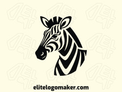 Create your own logo in the shape of a zebra with animal style and black color.
