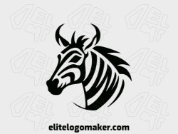 Animal logo with solid shapes forming a zebra with a refined design and black color.