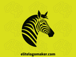 Create your own logo in the shape of a zebra with illustrative style and black color.