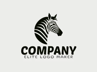 Crie seu próprio logotipo com a forma de uma zebra com estilo ilustrativo e com a cor preto.