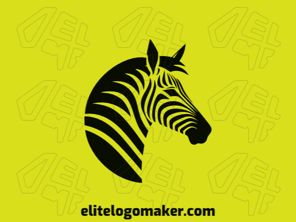 Crie seu próprio logotipo com a forma de uma zebra com estilo ilustrativo e com a cor preto.