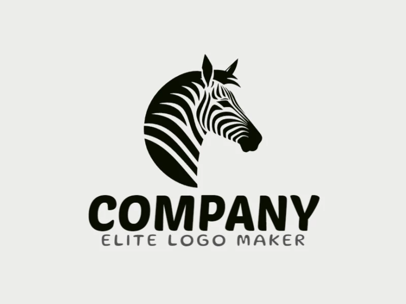 Create your own logo in the shape of a zebra with illustrative style and black color.