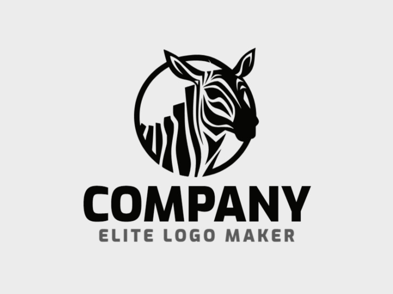 Logotipo disponível para venda com a forma de uma zebra com design circular e cor preto.