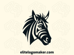 Logo template for sale in the shape of a zebra head, the color used was black.