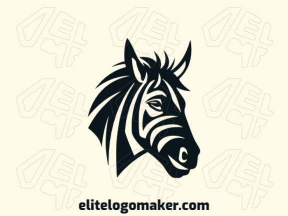 Modelo de logotipo para venda com a forma de uma cabeça de zebra, a cor utilizada foi preto.
