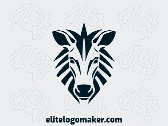 Simple logo composed of abstract shapes forming a zebra head with the color black.