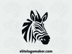 Customizable logo in the shape of a zebra head composed of an abstract style and black color.