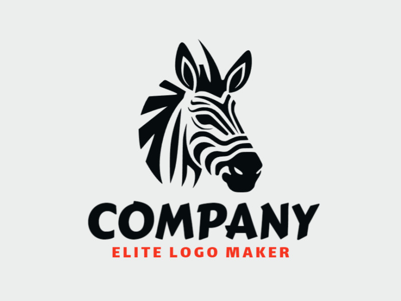 Logotipo customizável com a forma de uma cabeça de zebra composto por um estilo abstrato e cor preto.