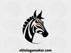 Create a vector logo for your company in the shape of a zebra head with an abstract style, the colors used were orange and black.