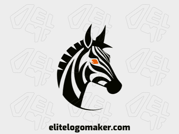 Crie um logotipo vetorial para sua empresa com a forma de uma cabeça de zebra com estilo abstrato, as cores utilizadas foi laranja e preto.