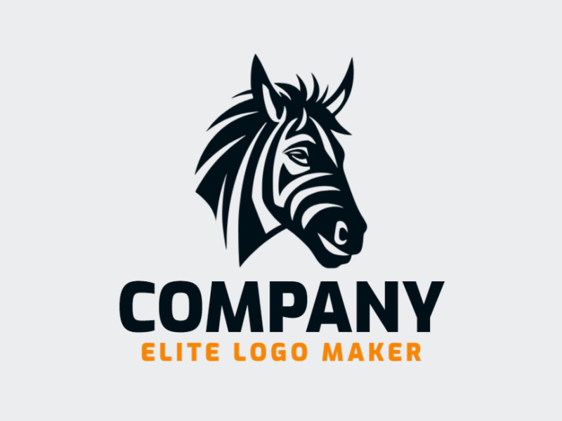 Crie um logotipo vetorial para sua empresa com a forma de uma cabeça de zebra com estilo abstrato, a cor utilizada foi preto.