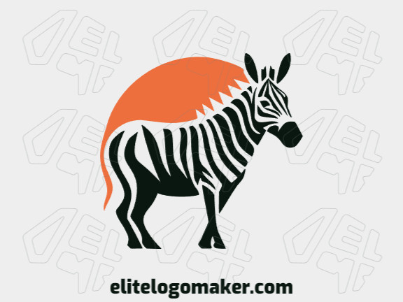 Crie um logotipo vetorial para sua empresa com a forma de uma zebra andando com estilo animal, as cores utilizadas foi laranja e preto.