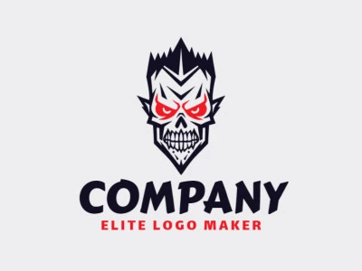 Creative logo in the shape of a zombie with a memorable design and abstract style, the colors used were red and black.